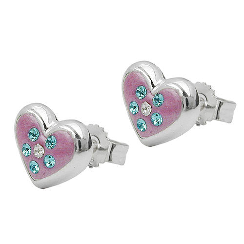Ohrstecker rosa Herz Zirkonia Silber 925