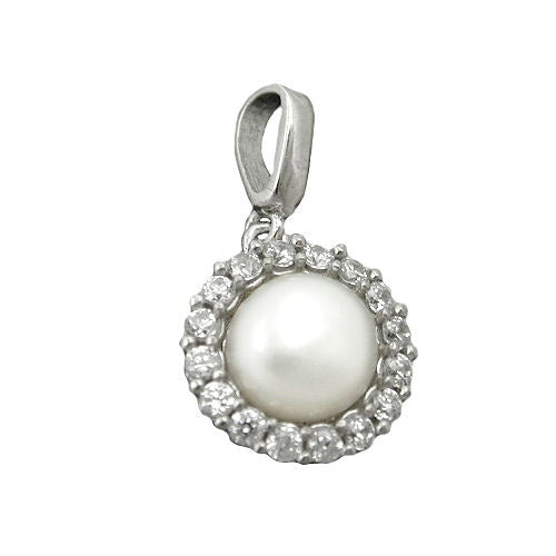 Anhänger Zirkonia mit Perle Silber 925