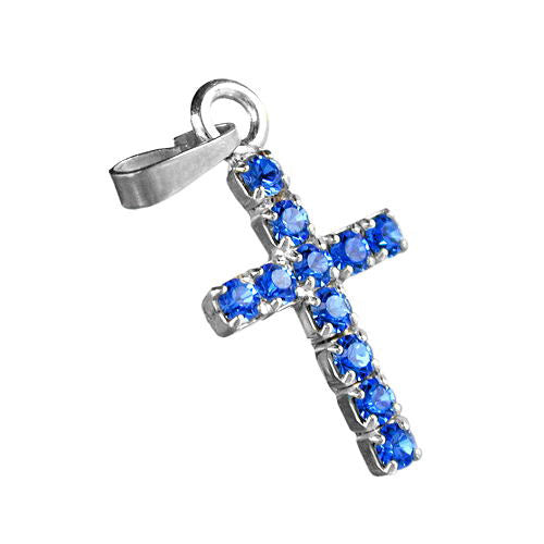 Anhänger Strass-Kreuz safir 925