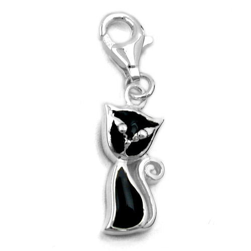 Charm schwarze Katze Silber 925