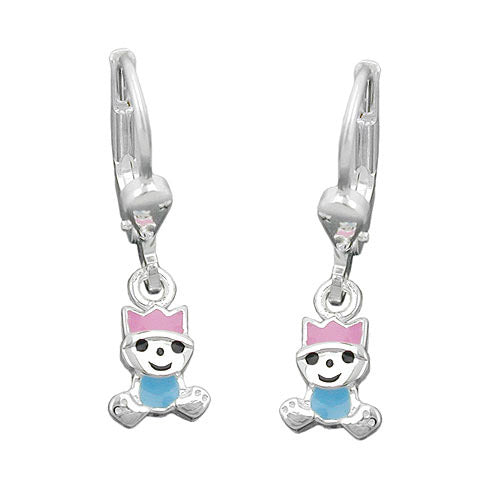 Ohrringe Brisur pink-hellblau Silber 925