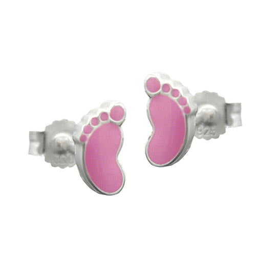 Ohrstecker Fuß rosa Silber 925