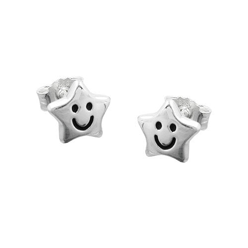 Ohrstecker Stern mit Gesicht Silber 925