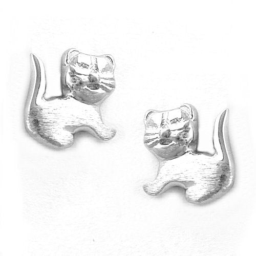 Ohrstecker Katze rhodiniert Silber 925