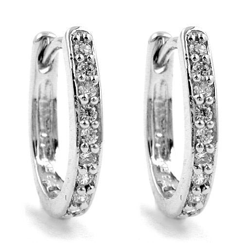 Creolen oval Zirkonia weiß Silber 925