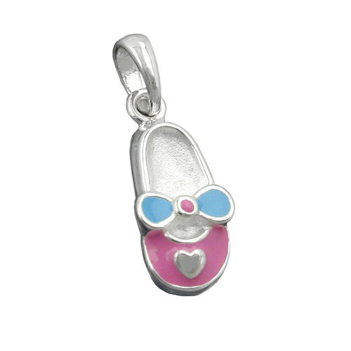 Anhänger Schuh rosa-hellblau Silber 925