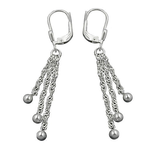 Ohrringe Brisur 3 Kugeln an Ketten Silber 925