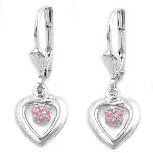 Ohrringe Brisur Herz Zirkonia-pink Silber 925