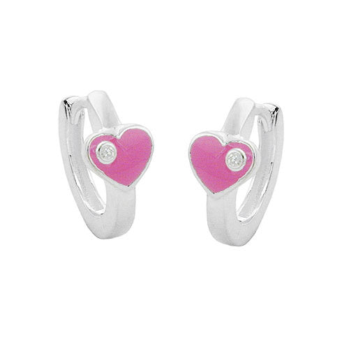 Creolen Herz-rosa mit Zirkonia Silber 925