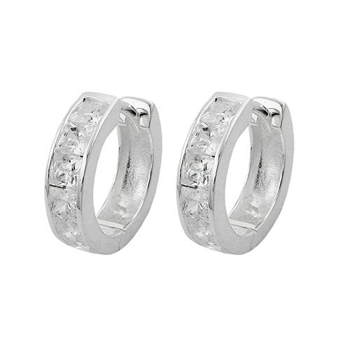 Creolen 13mm Zirkonia weiß Silber 925