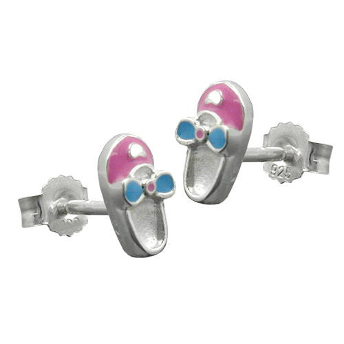 Ohrstecker Schuh rosa-hellblau Silber 925