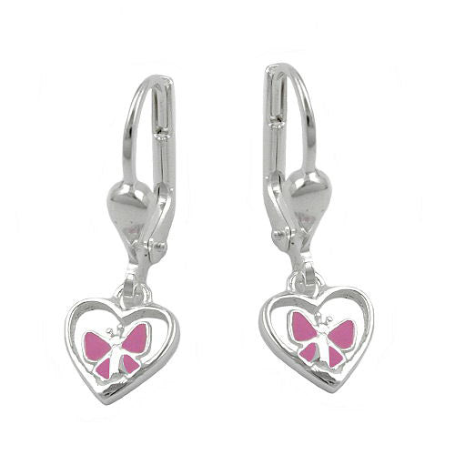 Ohrringe Brisur Herz mit Schmetterling Silber 925