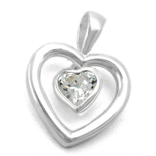 Anhänger Herz mit Zirkonia Silber 925