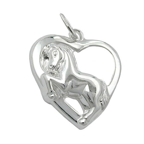 Anhänger Herz mit Pferd Silber 925