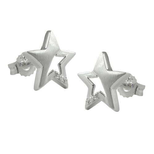 Ohrstecker Stern mit Zirkonia Silber 925