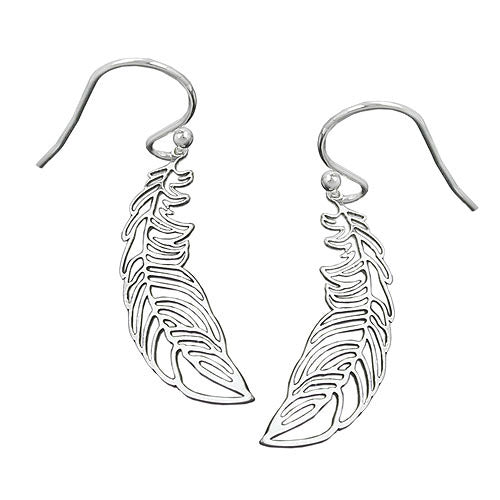 Ohrringe Ohrhaken Feder filigran Silber 925
