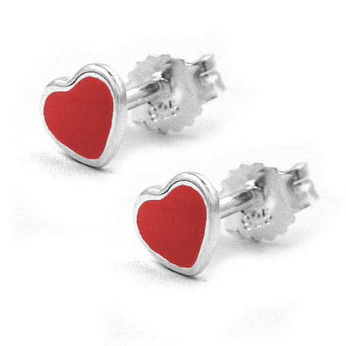 Ohrstecker kleines Herz rot Silber 925