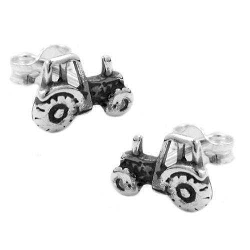 Ohrstecker Traktor geschwärzt Silber 925