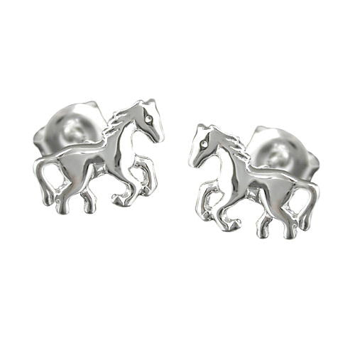 Ohrstecker Pferd glänzend Silber 925