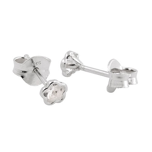 Ohrstecker 4mm Blume Zirkonia Silber 925