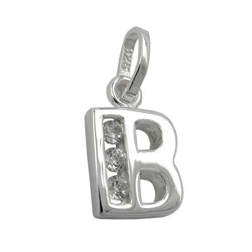 Anhänger Buchstabe B mit Zirkonia Silber 925