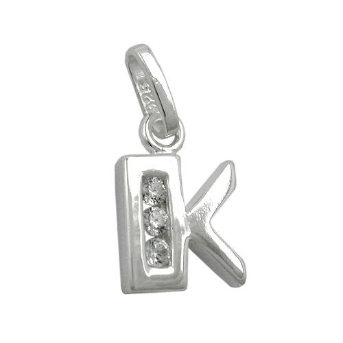 Anhänger Buchstabe K mit Zirkonia Silber 925