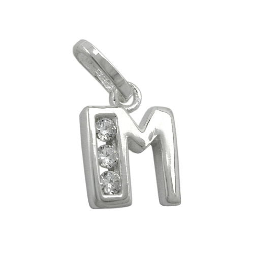 Anhänger Buchstabe M mit Zirkonia Silber 925