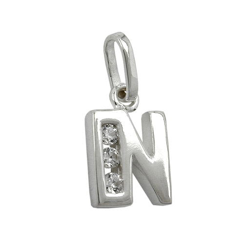 Anhänger Buchstabe N mit Zirkonia Silber 925