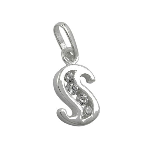Anhänger Buchstabe S mit Zirkonia Silber 925
