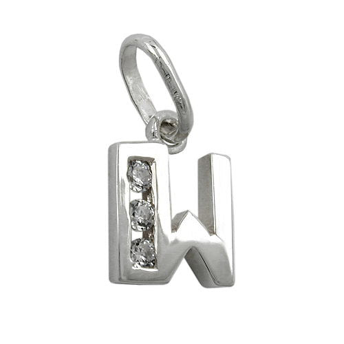 Anhänger Buchstabe W mit Zirkonia Silber 925