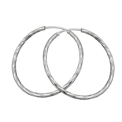 Creolen 35mm diamantiert Silber 925