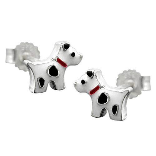 Ohrstecker Hund mit Flecken Silber 925