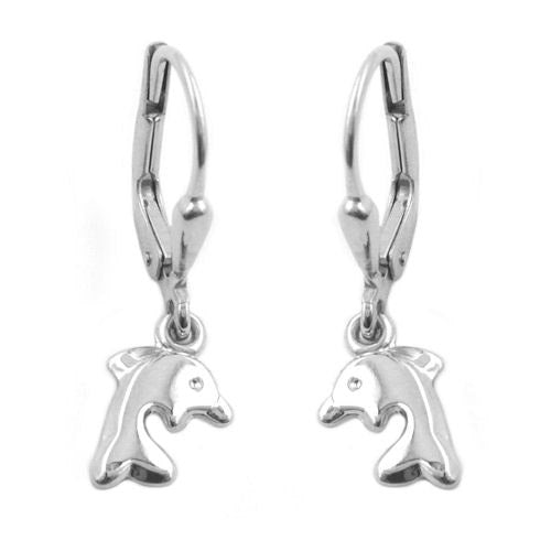 Ohrringe Brisur 23x7mm Delfin glänzend rhodiniert Silber 925