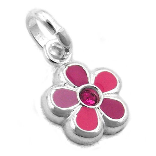 Anhänger Blume pink lackiert Silber 925