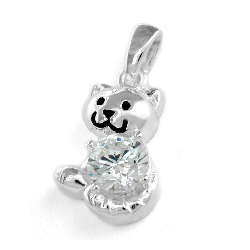 Anhänger Katze mit Zirkonia Silber 925