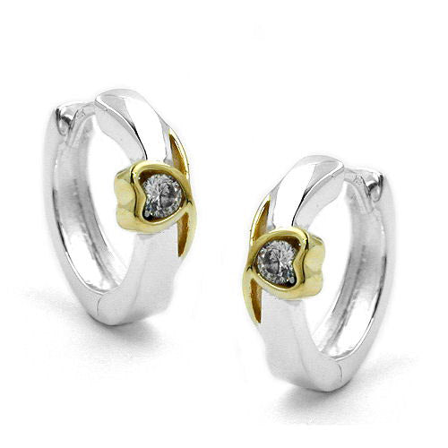 Creolen bicolor Herz Zirkonia Silber 925