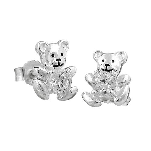 Ohrstecker kleiner Bär Zirkonia Silber 925