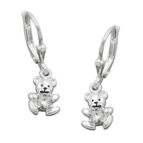 Ohrringe Brisur kleiner Bär Zirkonia Silber 925