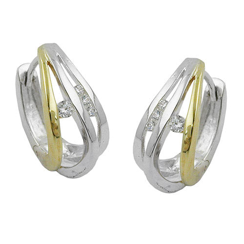 Creolen bicolor Zirkonia Silber 925