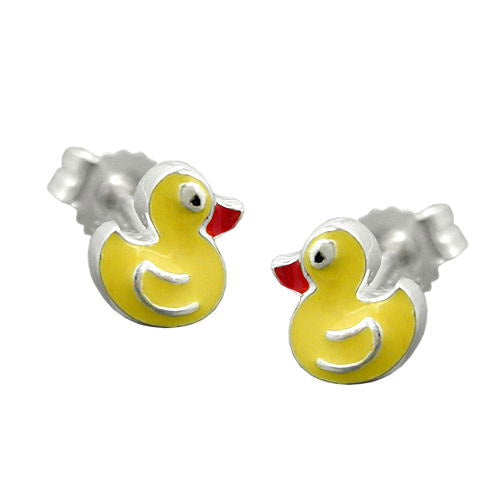 Ohrstecker kleine gelbe Ente Silber 925