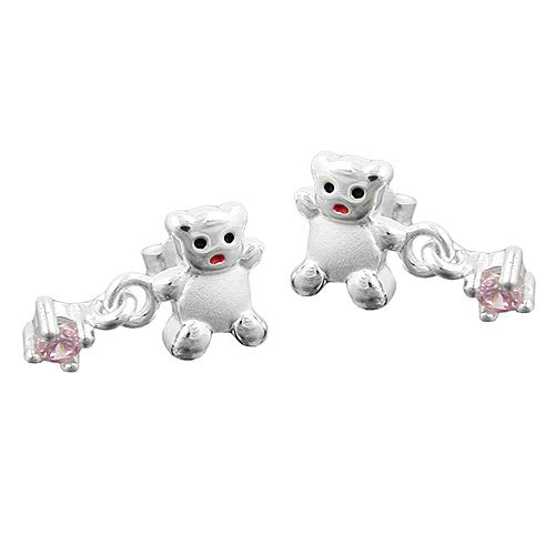 Ohrstecker Bär mit Zirkonia Silber 925