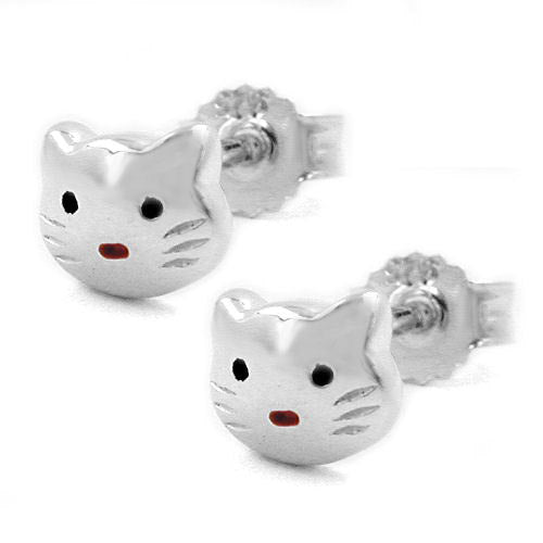 Ohrstecker Katzenkopf Silber 925