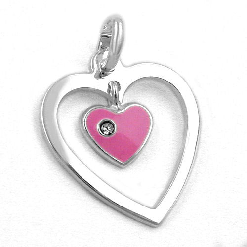 Anhänger Herz mit rosa Herz Silber 925