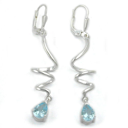 Ohrringe Brisur Spirale Blautopas Silber 925