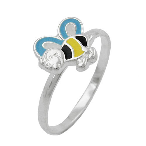 Ring Biene gelb-schwarz-blau Silber 925