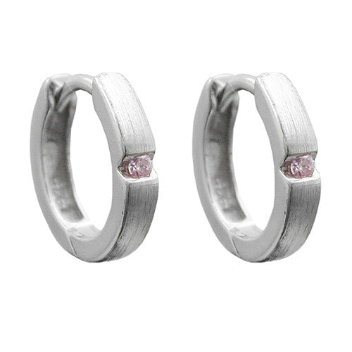 Creolen kleiner Zirkonia rosa Silber 925