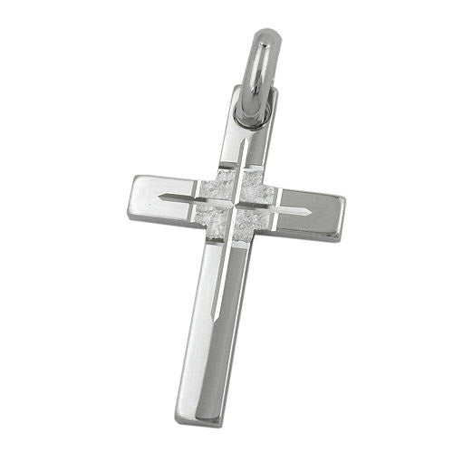 Anhänger Kreuz rhodiniert Silber 925