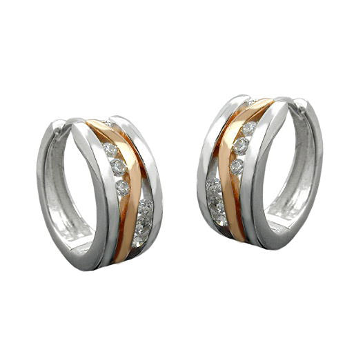 Creolen bicolor mit Zirkonia Silber 925