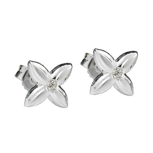 Ohrstecker kl. Blüte mit Zirkonia 925