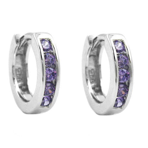 Creolen Zirkonia amethyst Silber 925